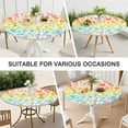 thumbnail image 7 of Artistic Floral Boho Round Tablecloth 44Inch, Elastic Edge Spillproof Cover for 38-42 Inch Tables, Unique Decor, 7 of 7