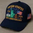 thumbnail image 2 of 250th Anniversary USA Hat (2026) - Patriotic Baseball Cap with Eagle Embroidery for Men & Women, 1776-2026 Commemorative Unisex American Flag Cap, 2 of 10