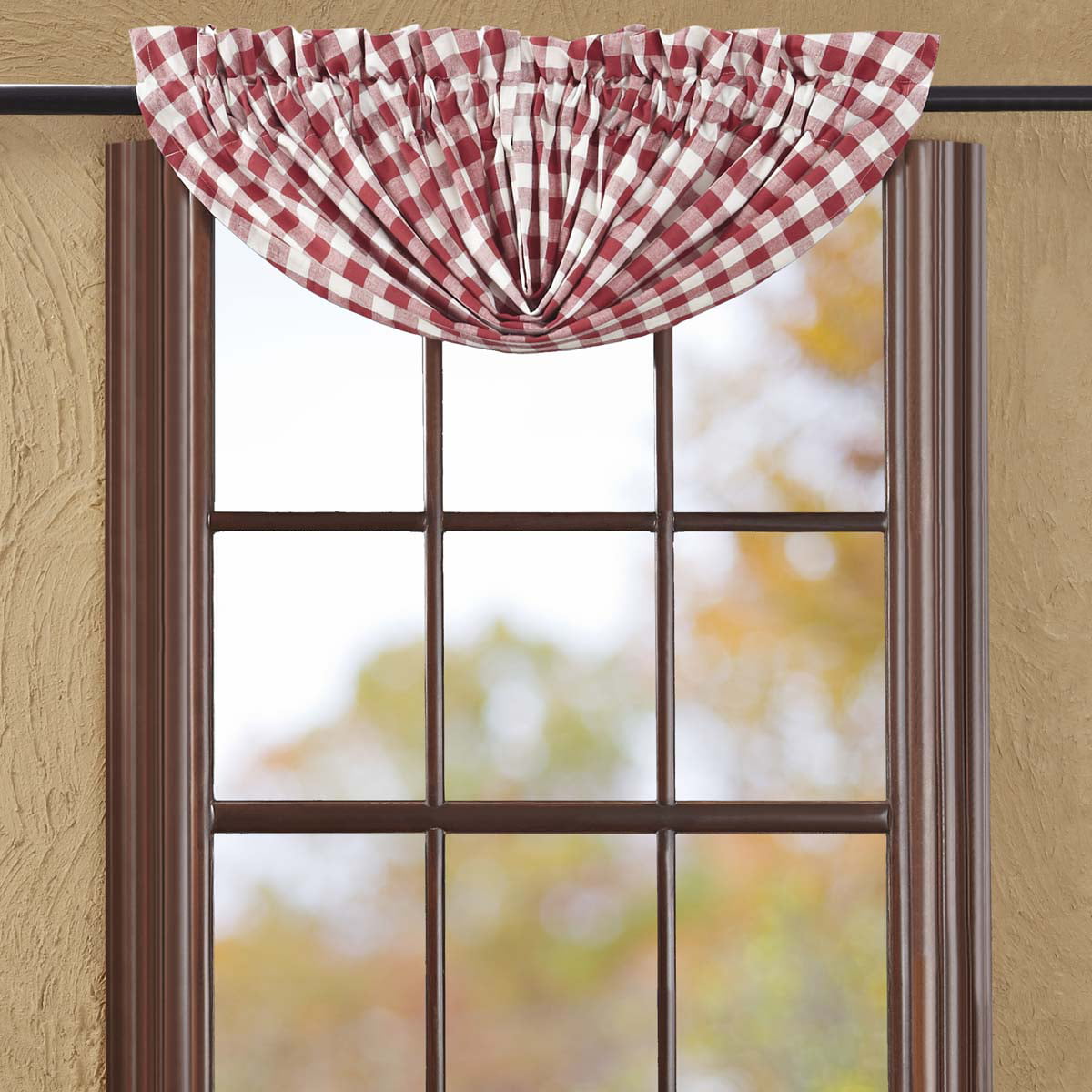 Country Red Farmhouse Kitchen Curtains Buffalo Check Rod Pocket Cotton