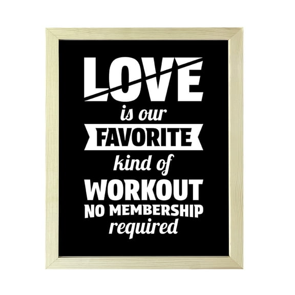 Designs ByLITA Love Is Our Favorite Kind Of Workout No Membership Required, 5 x 7 Wooden Wall Print (Framed) | Working Out Room | Couples Decoration