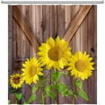 thumbnail image 4 of Rustic Farmhouse Shower Curtain for Bathroom Yellow Sunflowers Vintage Wood Door Shower Curtain Retro Country Washable Polyester Durable Fabric Shower Curtain with Hooks, 72x84 Inch, 4 of 6