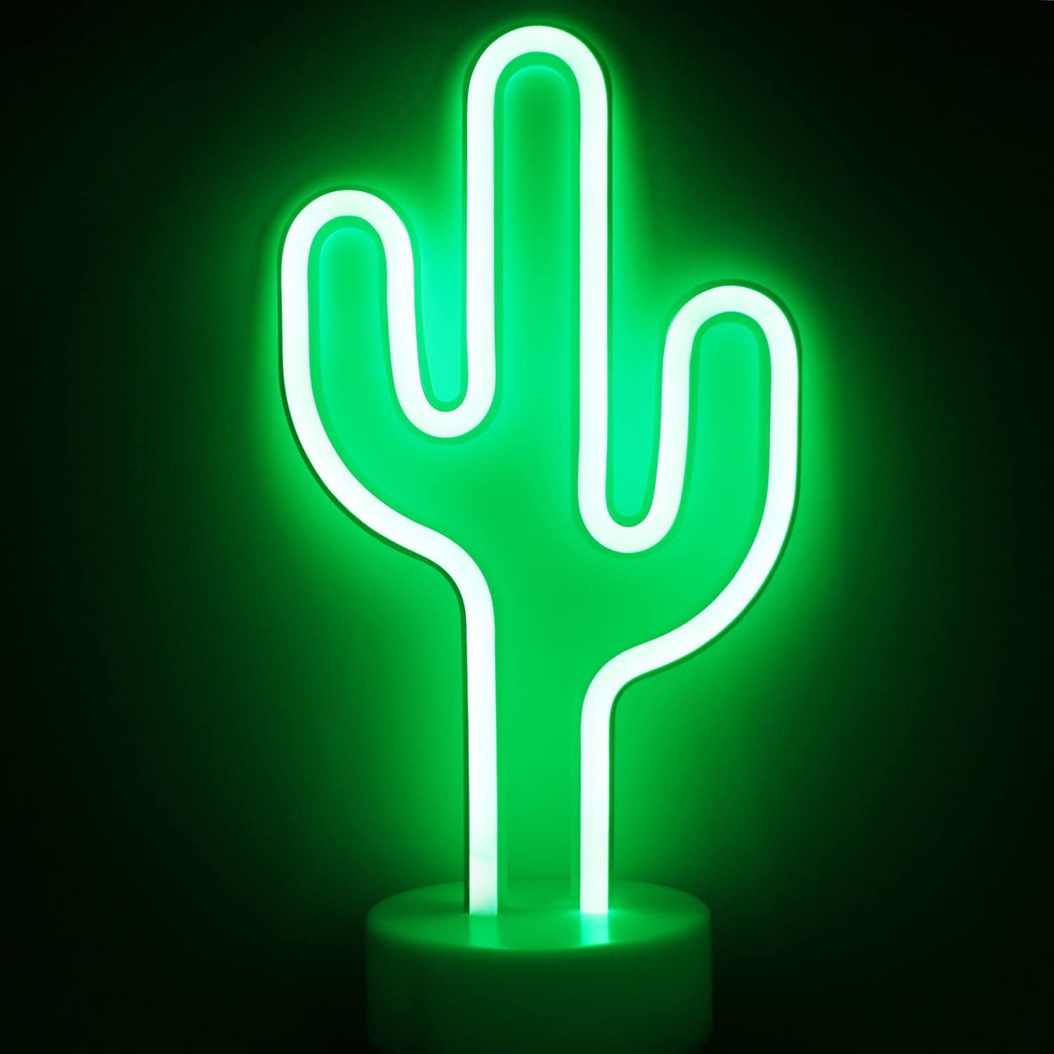 Cactus Neon Signs LED Neon Lights USB Battery Powered Kids Room Decoration Green 