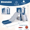 thumbnail image 3 of Costway 6-in-1 Kids Indoor Slide Playset with Basketball Hoop, Telescope, Climbing Ladder Blue, 3 of 11