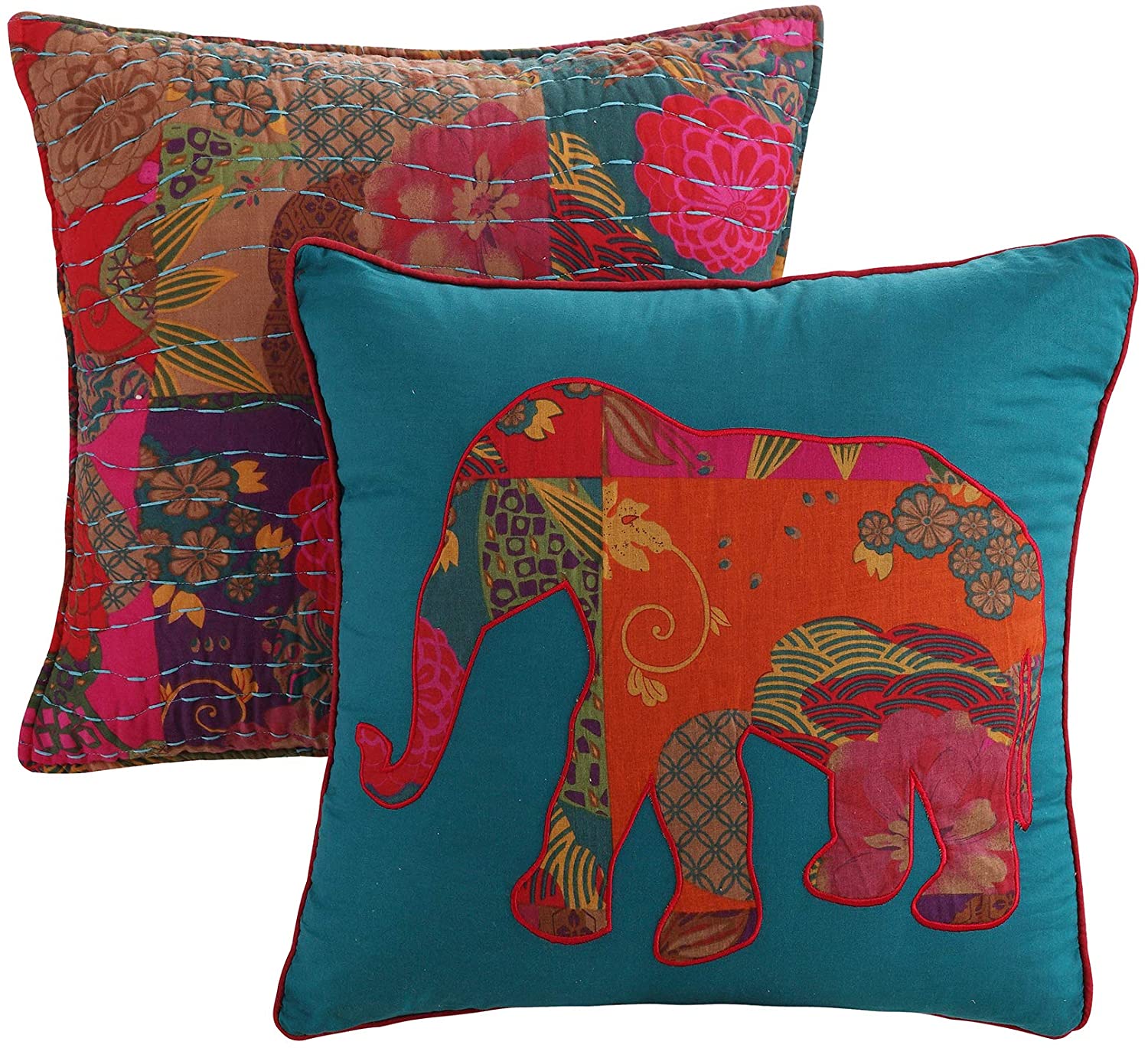 Global Trends Josie 100% Cotton Kantha Stitched Quilt Set, 5-Piece King/Cal King