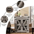 thumbnail image 6 of PAKASEPT Farmhouse End Table, 24" Large Sofa Side Table with Charging Station, Night Stand with Mesh Barn Door, Rustic Wood Square Nightstand with Cable Hole for Living Room, Bedroom, and Office, 6 of 8