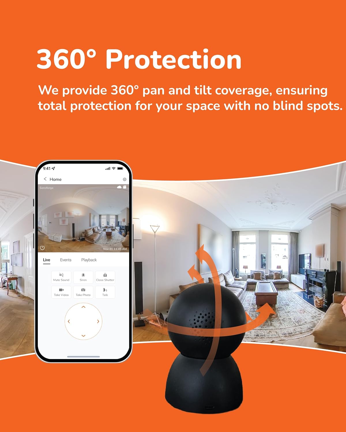 SensForge 2.5K Indoor Pan-Tilt Security Camera with AI Detection photo 4