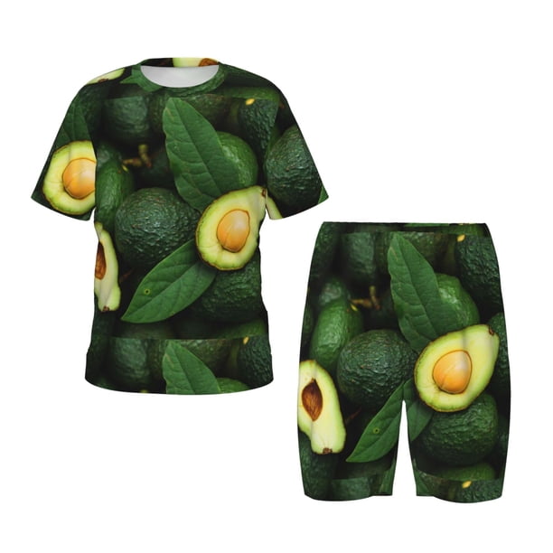 Balery Fresh Avocados Conjunto de Pijama Infantil de Manga Corta con Estampado – Ropa de Dormir de Algodón Suave-Small
