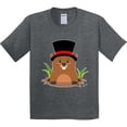 thumbnail image 3 of Inktastic Groundhog Day with Groundhog in Top Hat Youth T-Shirt, 3 of 5