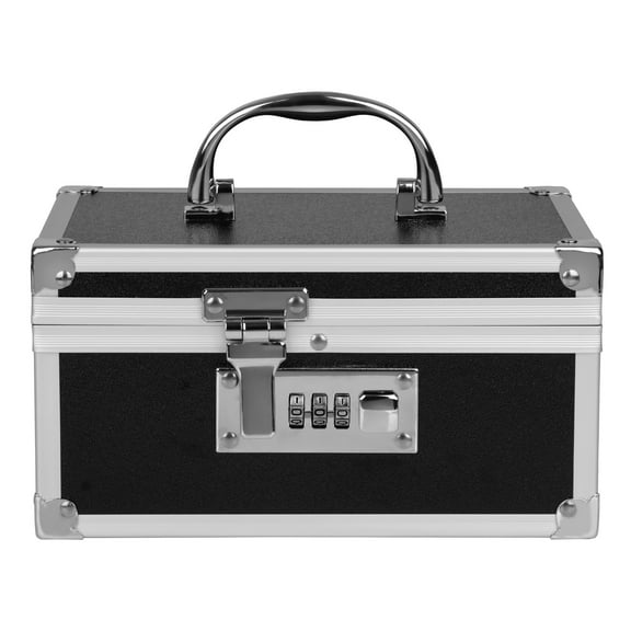 Medication Lock Aluminium Alloy Medicine Key Lock Box for Home and Travel Medicine Lock Box,First Aid Safe Medication Storage Box,7.66''x 5.12''x 4.13'' (Black)