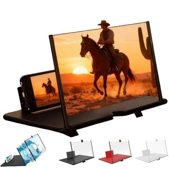 2026 New Mobile Phone Magnifier Projector Screen, 3D Ultra-HD Magnifying Projector Screen Enlarger for Cell Phone, Foldable Mobile Phones Magnifier Supports All Phones for Movies, Gaming (Black,10")