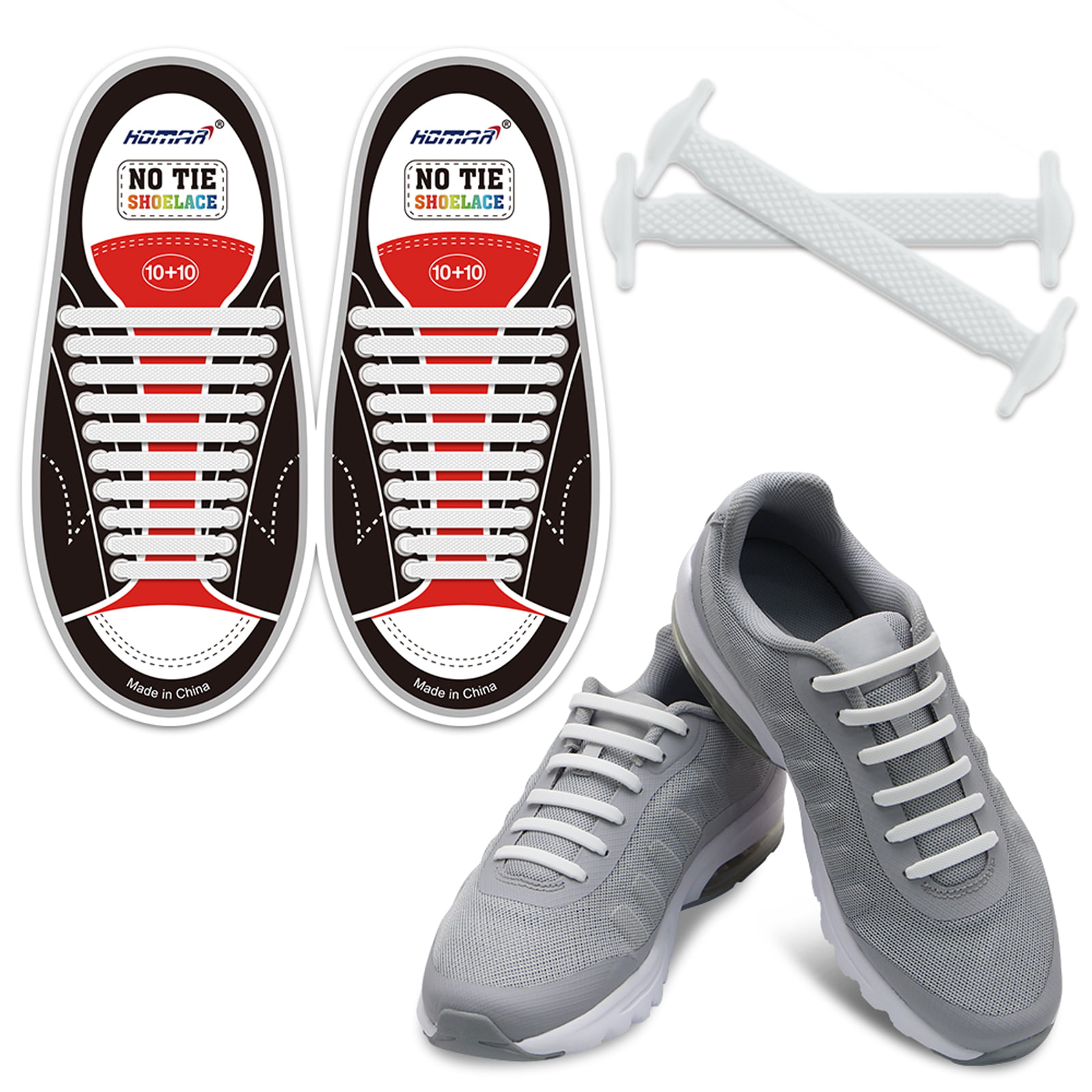 No Tie Shoelaces Elastic Laces Lock for Kids Adults Trainers Running Triathlon 