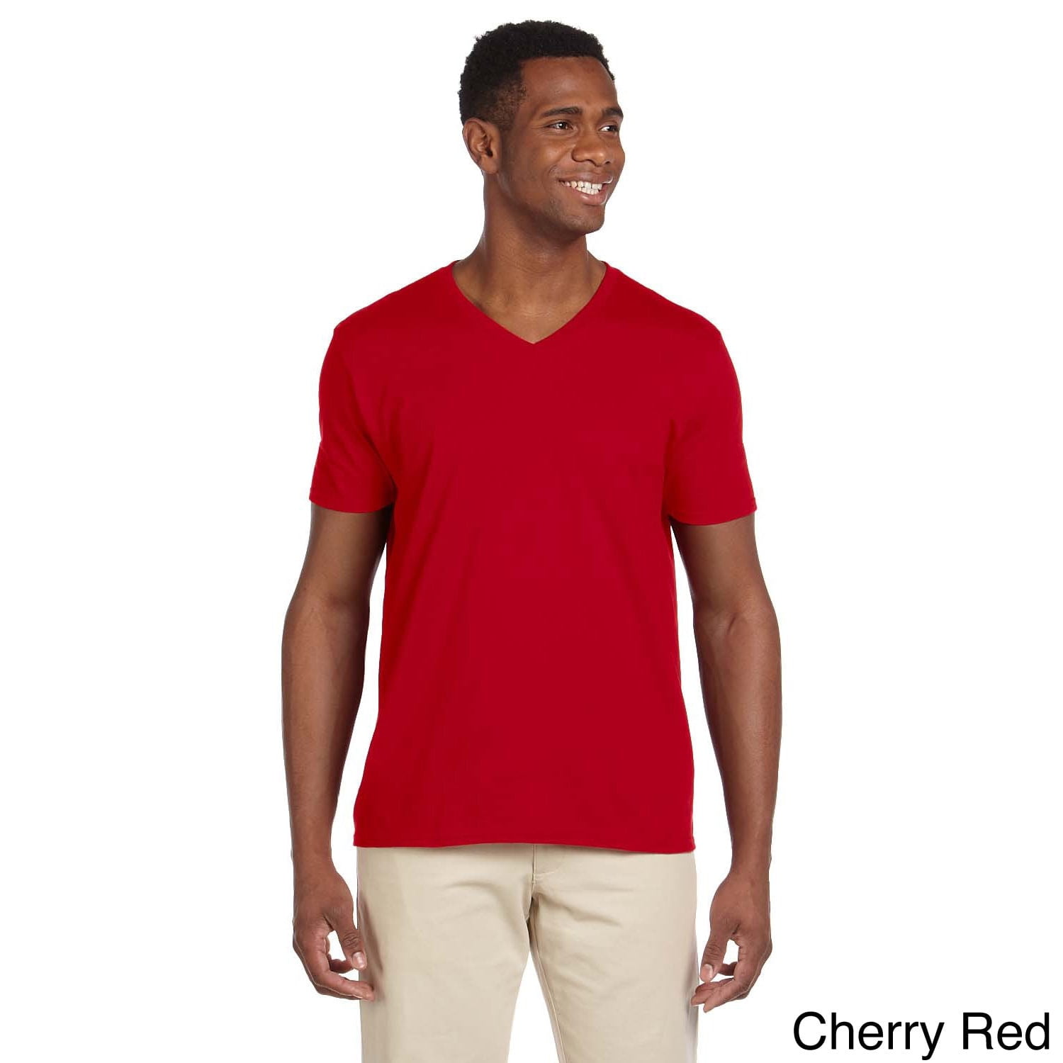 Download Gildan - Gildan Men's Softstyle V-neck T-shirt Cherry Red ...
