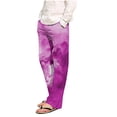 thumbnail image 1 of Pantalones de pijama largos de poliéster para hombre, informales, con estampado a cuadros, holgados y deportivos., 1 of 3