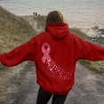 thumbnail image 2 of GEWSEY Women Hoodies Cancer Awareness Support Pink Ribbon with Butterfly Graphic Top Sweatshirt (Red, L), 2 of 5