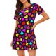 thumbnail image 1 of Disketp Colorful Hearts para Camisón Corto de Manga Corta para Mujeres, Camisón Cómodo con Escote Redondo, Bonito y Confortable, 1 of 6