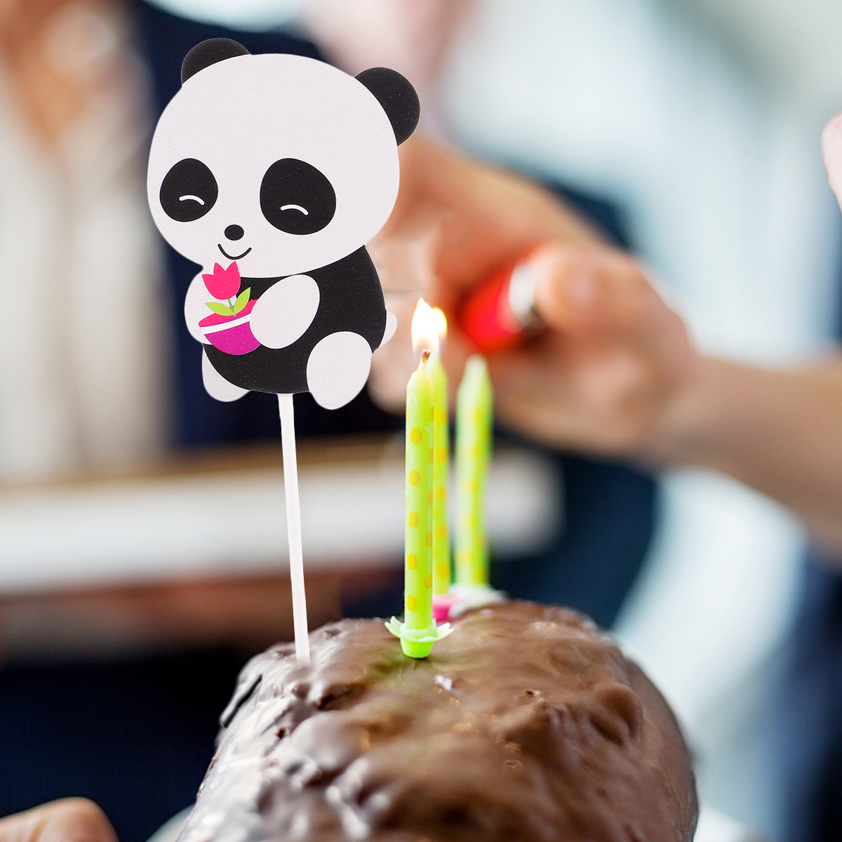 Panda Cake Topper Happy Birthday Bear Cake Decorations for Kids Girls Boys  Panda Theme Birthday Baby Shower Party Supplies Double Sided Glitter Black  Decor : Amazon.ae: Grocery