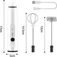 thumbnail image 4 of Electric Milk Frother Double Whisk Handheld Coffee Foam Mixer USB Rechargeable Multiple Uses Stirrer, White, 4 of 12