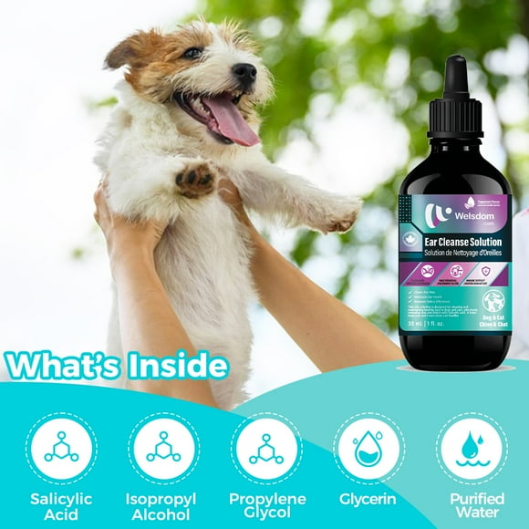 Ear Cleanse Solution for Dogs & Cats - Salicylic Acid Ear Cleaner - Gentle Wax & Debris Removal - Odor Control Moisturizing Formula - Routine Ear Care Maintenance - Vet Recommended - Easy Application