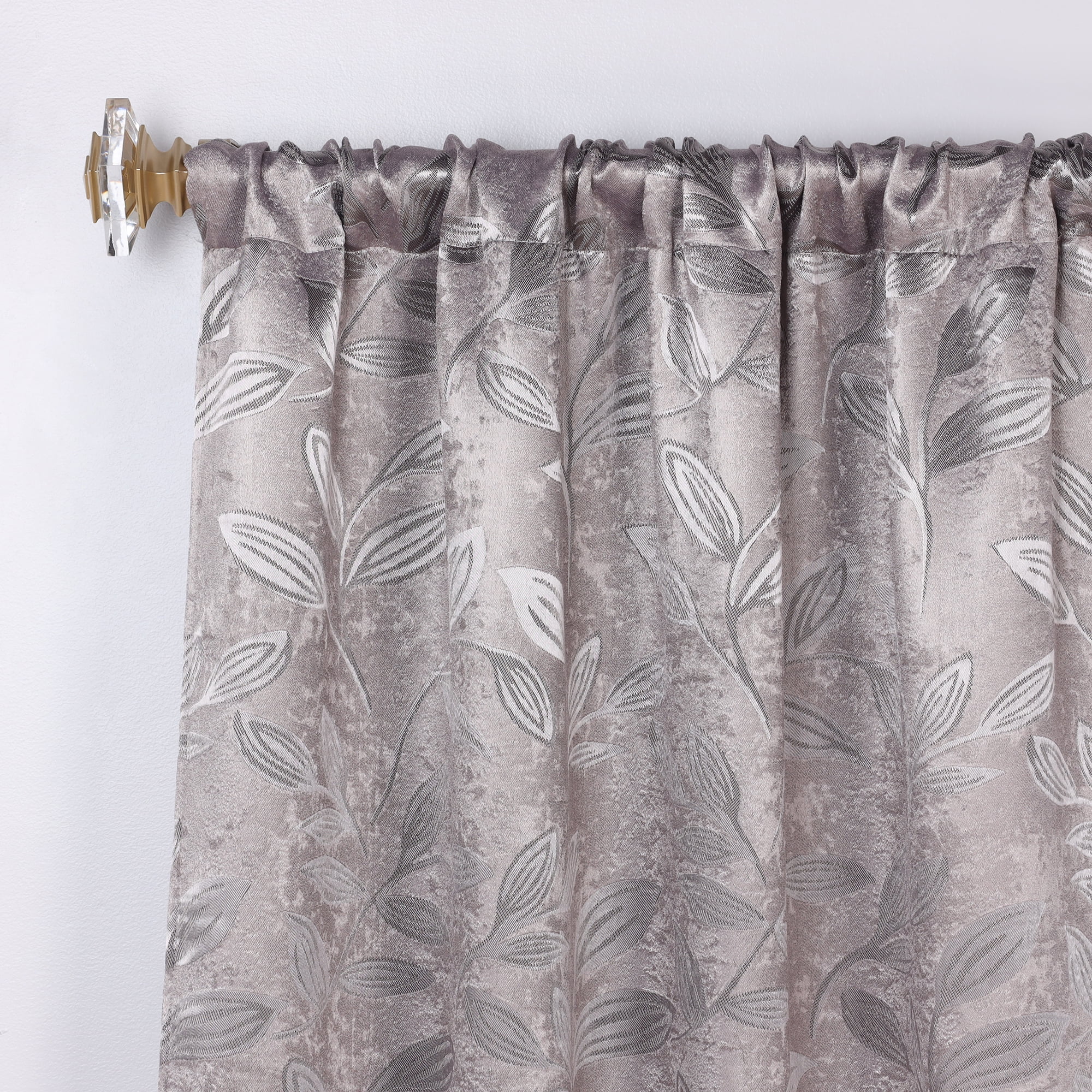 Superior Blackout Leaves Curtains Set of 2, Light Filtering Rod Pocket Curtain Panel Set, Cappuccino-Brown, 26"W x 63"L