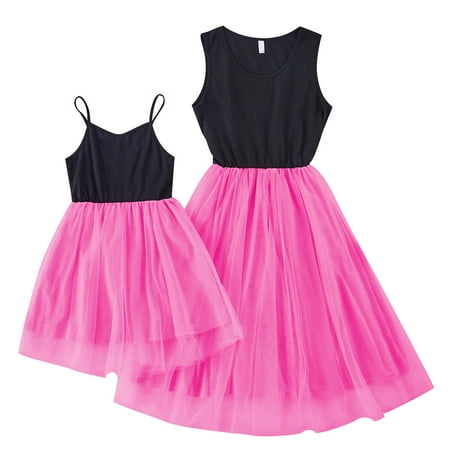 

Mommy and Me Dresses Sleveeless Tutu Dresses Spaghetti Strap Dress for Women Toddler Girls Matching Outfits