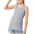 thumbnail image 5 of YunPes 3 Pack Girls Ribbed Tank Tops Crew Neck Sleeveless Shirts Kids Stretch Tight Summer Camisole Undershirts Racerback Tank Tops, 5 of 8