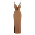 thumbnail image 3 of Vibrant V-Neck Cami Dress Sexy Cut Out Split Hem Sleeveless Flowy Essential, 3 of 14