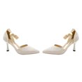 thumbnail image 4 of Zapatos de tacón para mujer, con lazo en el tobillo, sandalias de tacón fino, puntera puntiaguda, cómodos para fiesta de boda, 4 of 8