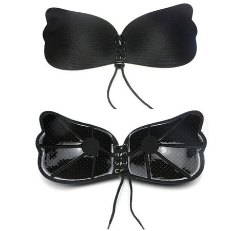 

Adhesive Bra Seamless Sticky On Gel Silicone Bras Strapless Backless Push Up Invisible Bra Top Solid Black Color C Cup