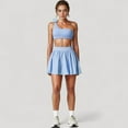 thumbnail image 2 of Women's High Waist Pleated Mini Skirt with Wide Waistband and Side Pockets - Large, Blue, 2 of 7