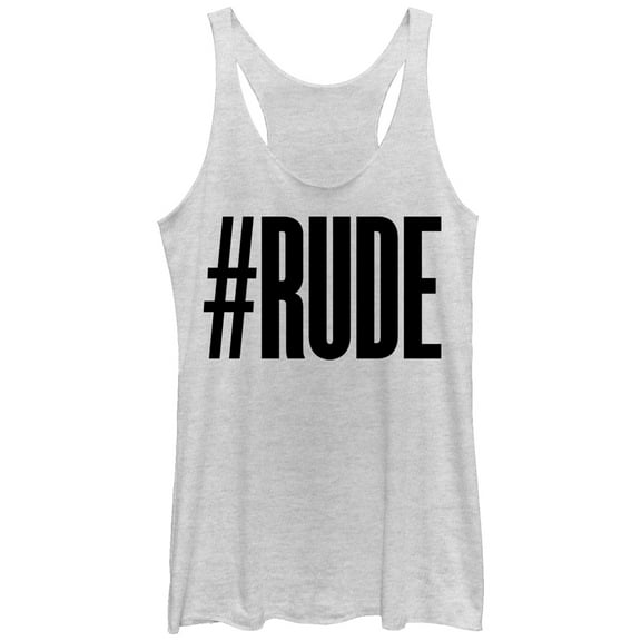 Women's CHIN UP Hashtag Rude  Racerback Tank Top White Heather Small