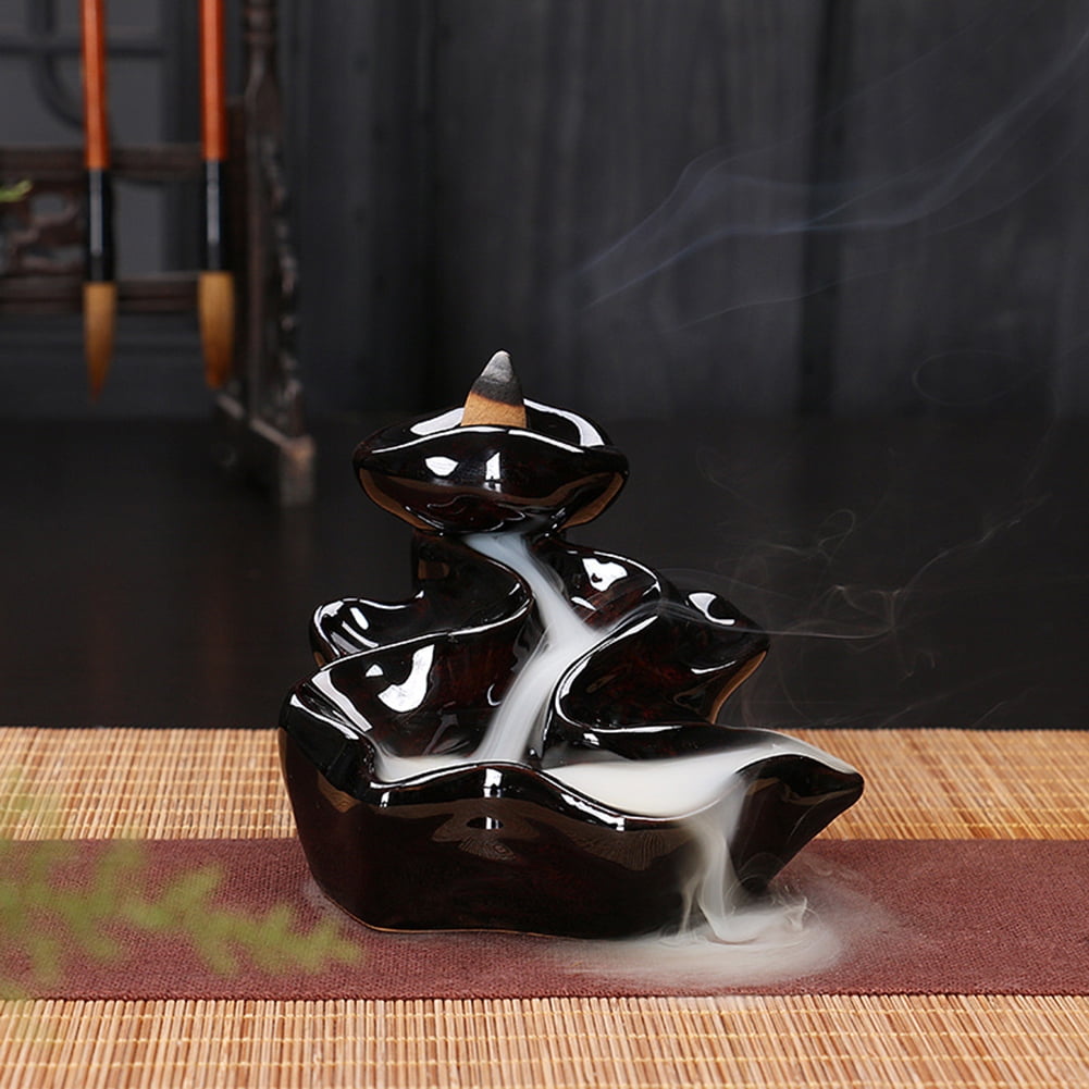 Yesbay Censer Ceramic Waterfall Backflow Incense Burners Holder Censer Diffuser Home Decor