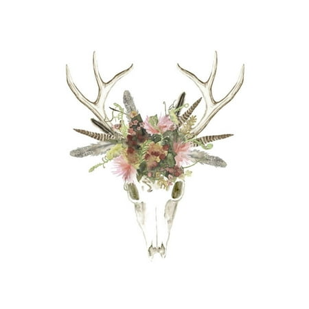 Deer Skull & Flowers I Print Wall Art By Naomi (Best Way To Bleach A Deer Skull)