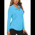 thumbnail image 2 of Sudadera Deportiva de Larga con Cremallera de 1/4 y Protección Solar UPF 50+ para Mujer, de Secado Rápido, para Hacer Ejercicio y Senderismo. Azul L, 2 of 7