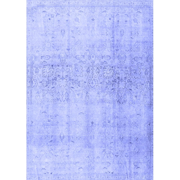 Ahgly Company Machine Washable Indoor Rectangle Persian Blue Traditional Area Rugs, 8' x 12'