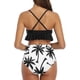 thumbnail image 2 of Trajes de baño de dos piezas para mujer Bikini de cintura alta con volantes y cuello en V Traje de baño con control de barriga Negro Coco Tree (XL-Black Coco Tree-XL Sincero Electrónica, 2 of 5