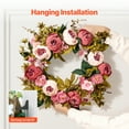 thumbnail image 6 of KFFKFF Faux Floral Wreath, 19 inches, Pink, Adorned with Peonies, Hydrangeas, Babysbreath, Suitable for All Seasons Indoor and Outdoor Home Wall Window Celebrations and Wedding Decor, 6 of 9