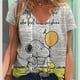 thumbnail image 2 of Camiseta de mujer, ropa Harajuku, camisetas con estampado de dibujos animados de Snoopy, camisetas de cuello en V, jersey de gran tamaño, blusa de manga corta, sudadera holgada, 2 of 5