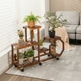 thumbnail image 3 of Costway 6-tier 8 Potted Rolling Plant Stand Wooden Storage Display Shelf Rack with Wheels, 3 of 8