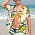 thumbnail image 4 of Uemuo Fruit Printed Regular Fit Short Sleeve Casual Hawaiian Shirt for Men,Aloha shirt,Tropical shirt,Floral print shirt,Vacation Beach shirt-Small, 4 of 9