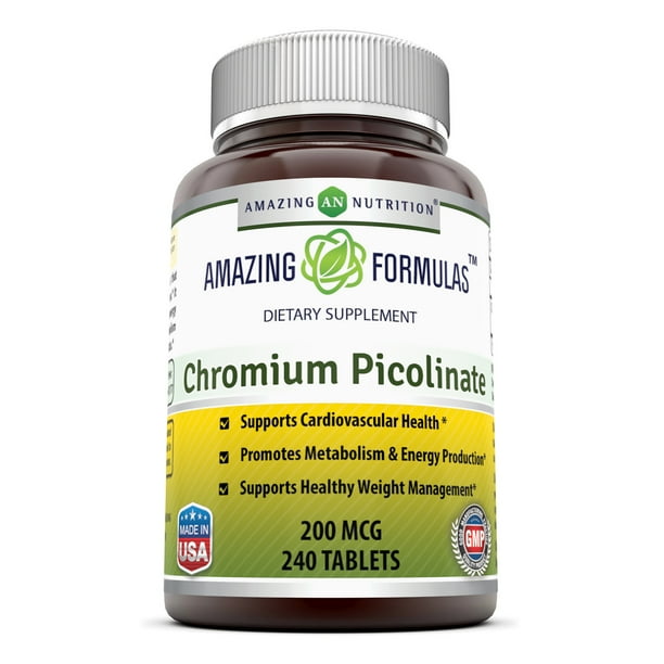 Amazing Formulas Chromium Picolinate Supplement 200 mcg, 240 Tablets