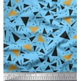 thumbnail image 1 of Soimoi Blue Silk Fabric Dot,Zig Zag & Triangle Geometric Print Fabric by the Yard 42 Inch Wide, 1 of 1