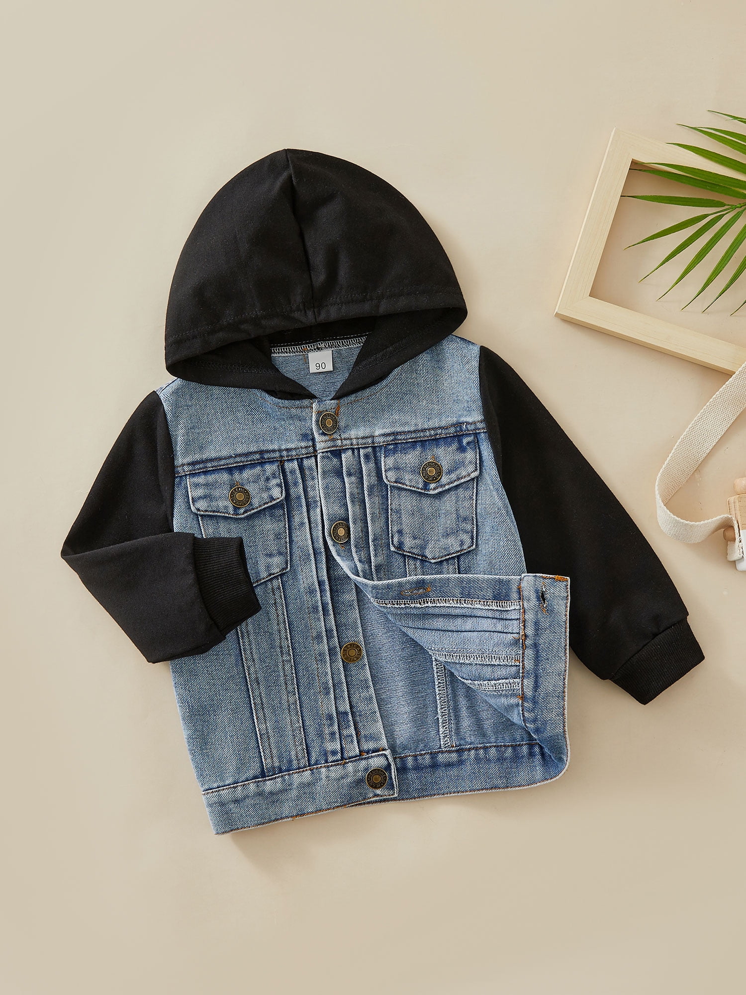 Sunisery Toddlers Kids Boys Denim Jacket Long Sleeve Hooded Coat Spring Fall Clothes Outfits, 18 Months-6 Years