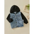 thumbnail image 4 of Toddler Baby Boy Hooded Jacket Long Sleeve Single-Breasted Denim Coat with Pockets 18M 24M 2T 3T 4T 5T 6T Kids Fall Casual Outwear, 4 of 9