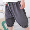 thumbnail image 5 of Hvobtty Toddler Casual Shorts Pants, Toddler Summer Short Pants, Boys and Girls' Lantern Pants Solid Color and Linen Kids Five Quarter Pants Gray 6-7 Years, 5 of 5