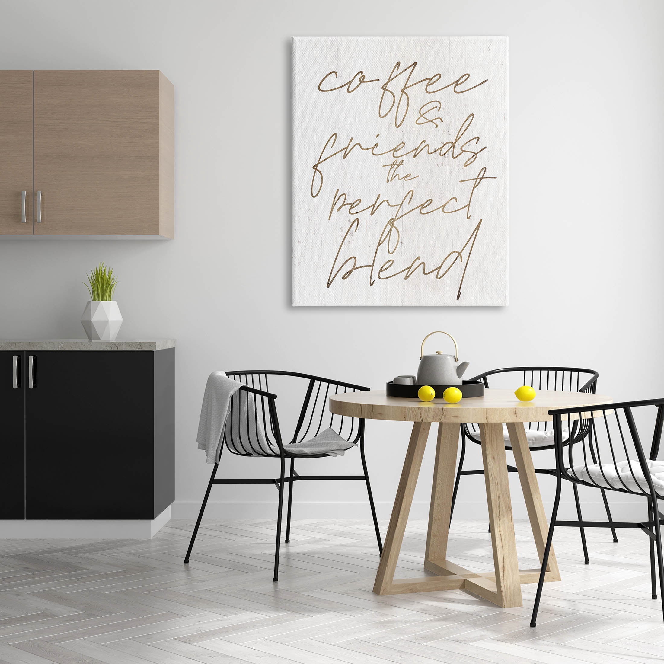 Coffee & Friends Perfect Blend Phrase Inspirational Graphic Art Gallery Wrapped Canvas Print Wall Art