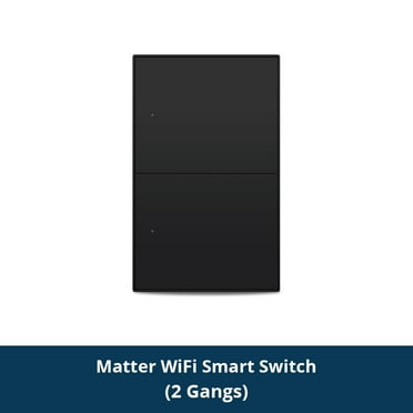 Zemismart Matter WiFi 2 Gangs Smart Wall Light Switch US AU Push Button Black Switch with Neutral SmartThings Homekit