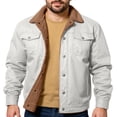 thumbnail image 5 of Homeyce Winter Jackets for Men Long Sleeve Fleece Sherpa Lined Coat Button Down Lapel Jackets with Multi Pockets Winter Casual Thermal Thick Trucker Heavyweight Softshell,Beige S, 5 of 5