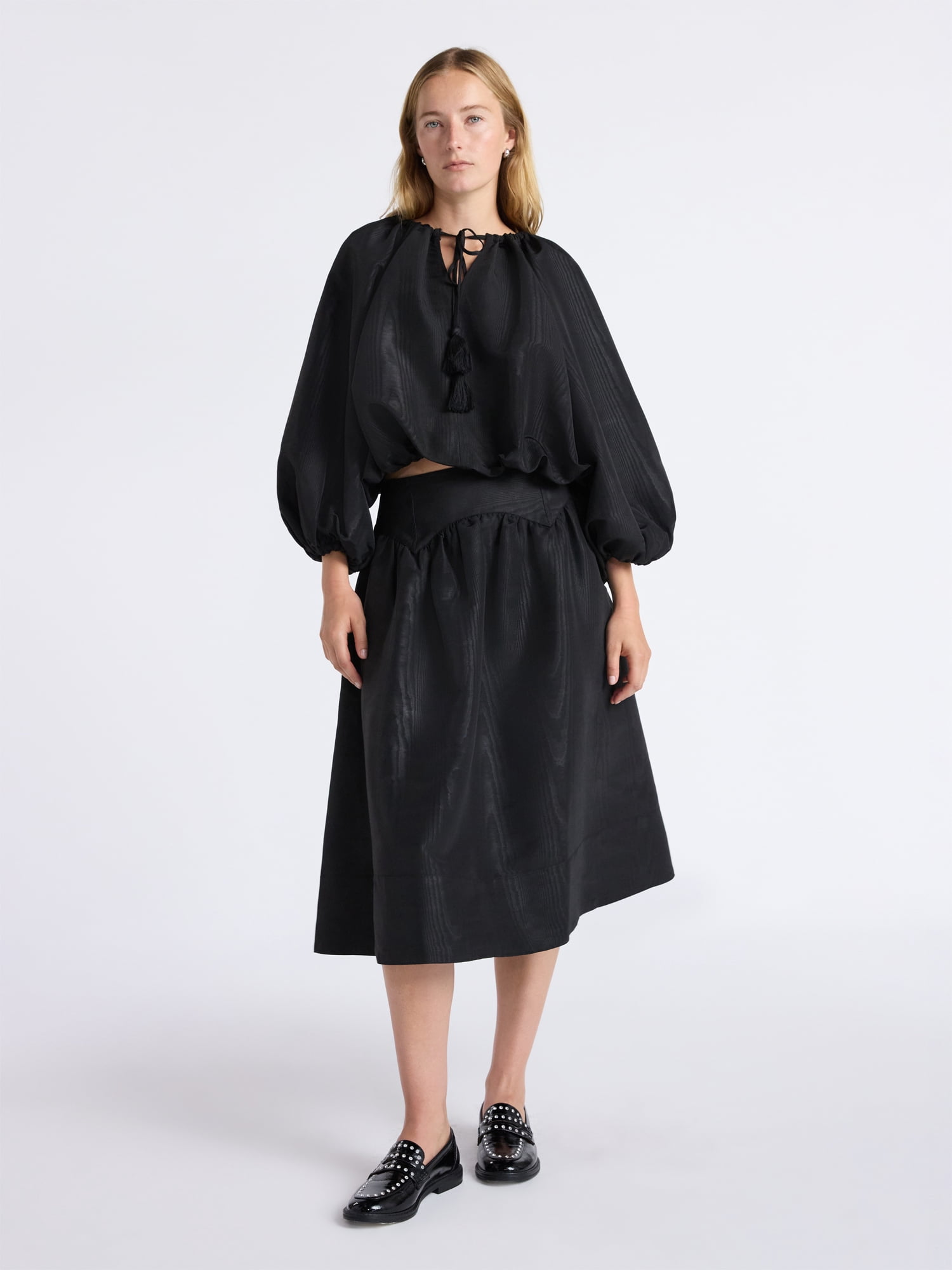 Free Assembly Women's and Women's Plus Bubble Hem Top with ¾-Length Sleeves, Sizes XS-4X