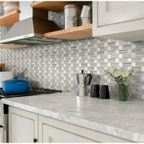 Apollo Tile 5 Pack White and Beige 12-in. x 12-in. Polished Marble Mosaic Tile (5.00 Sq ft/case)