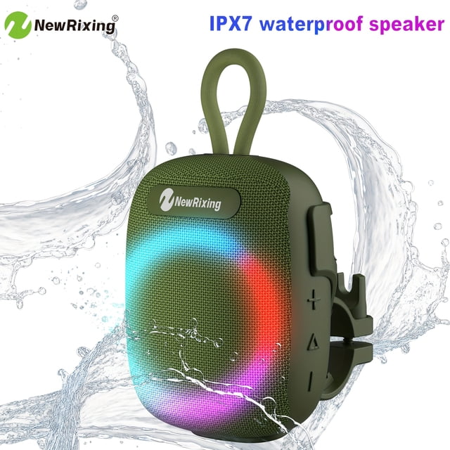 Portable Bluetooth Speaker with RGB Lights, 8W Stereo Sound Deep Bass Wireless Outdoor Speaker, TWS & TF Card Support, Cycling Speaker with Buckle